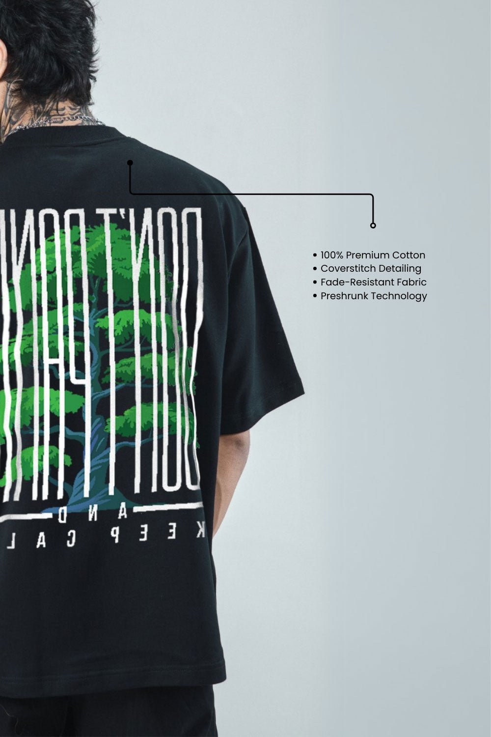 Don’t Panic" Oversized Graphic T-Shirt – Black Edition - Echolope