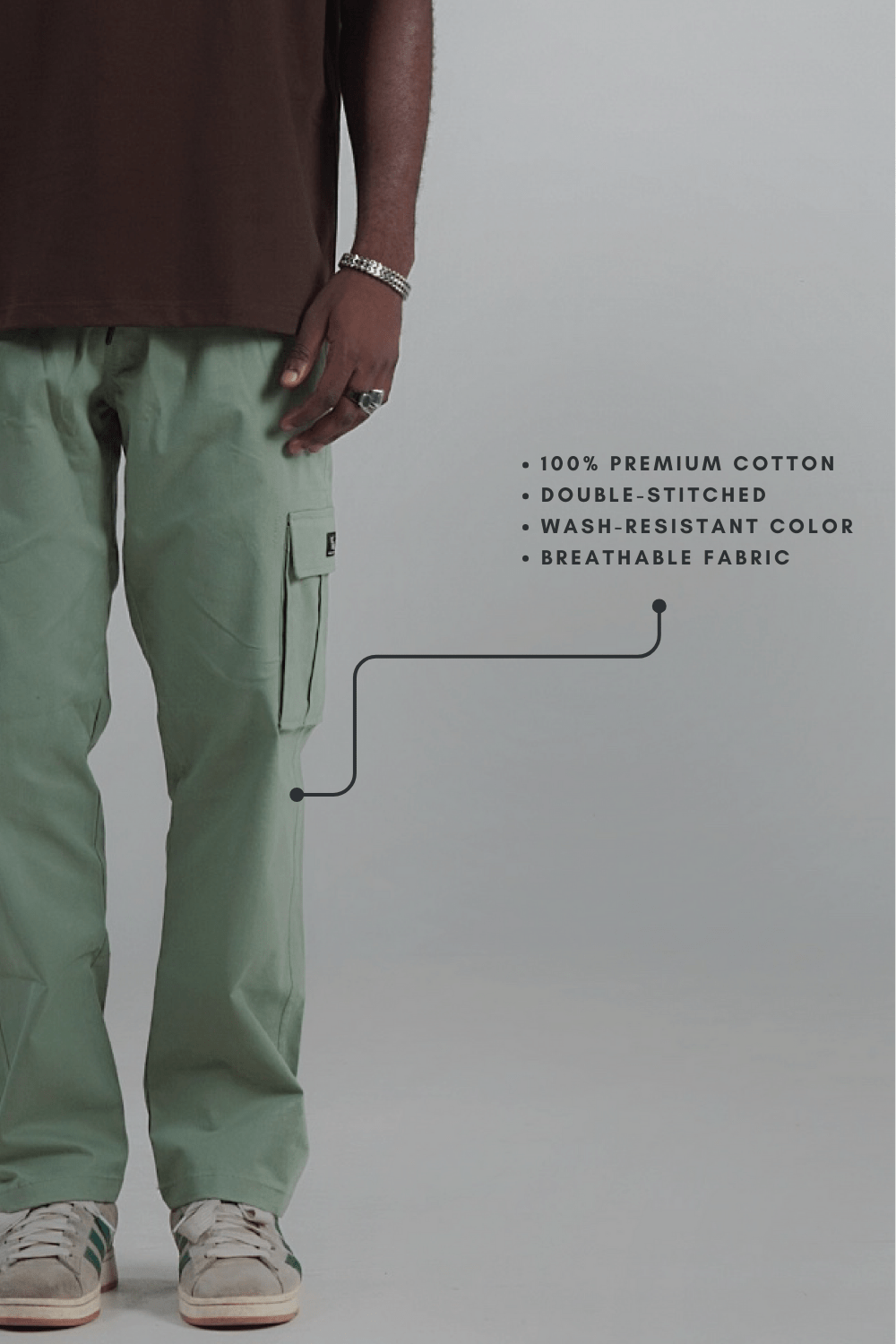 ECHOLOPE Men Cargo | Teal (Ocean Green) Cotton Cargo Pants | Stylish & Durable Cargos - Echolope