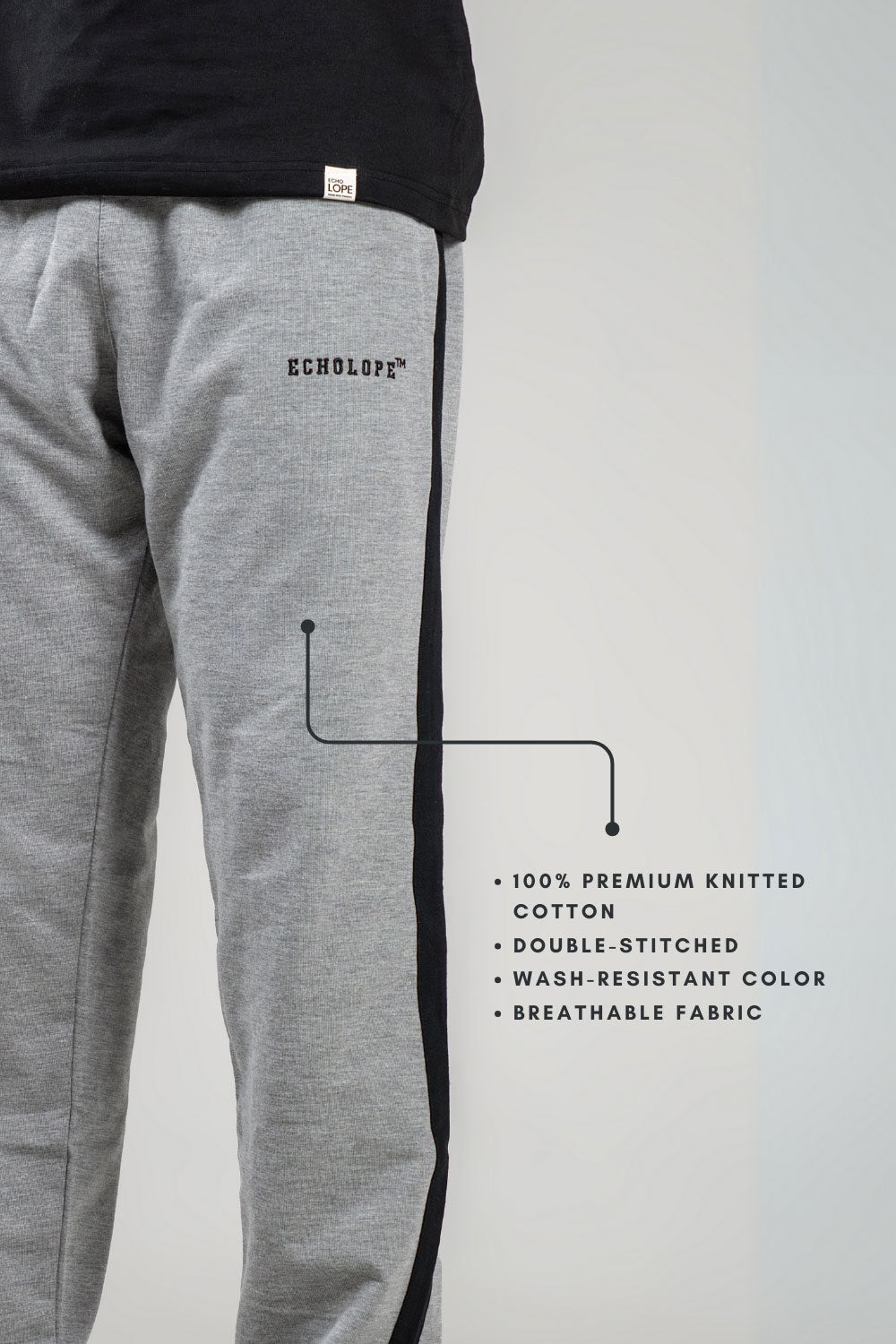 Echolope Men's Melange Grey Joggers – Comfortable Cotton Jogger Pants for Gym & Casual Wear - Echolope