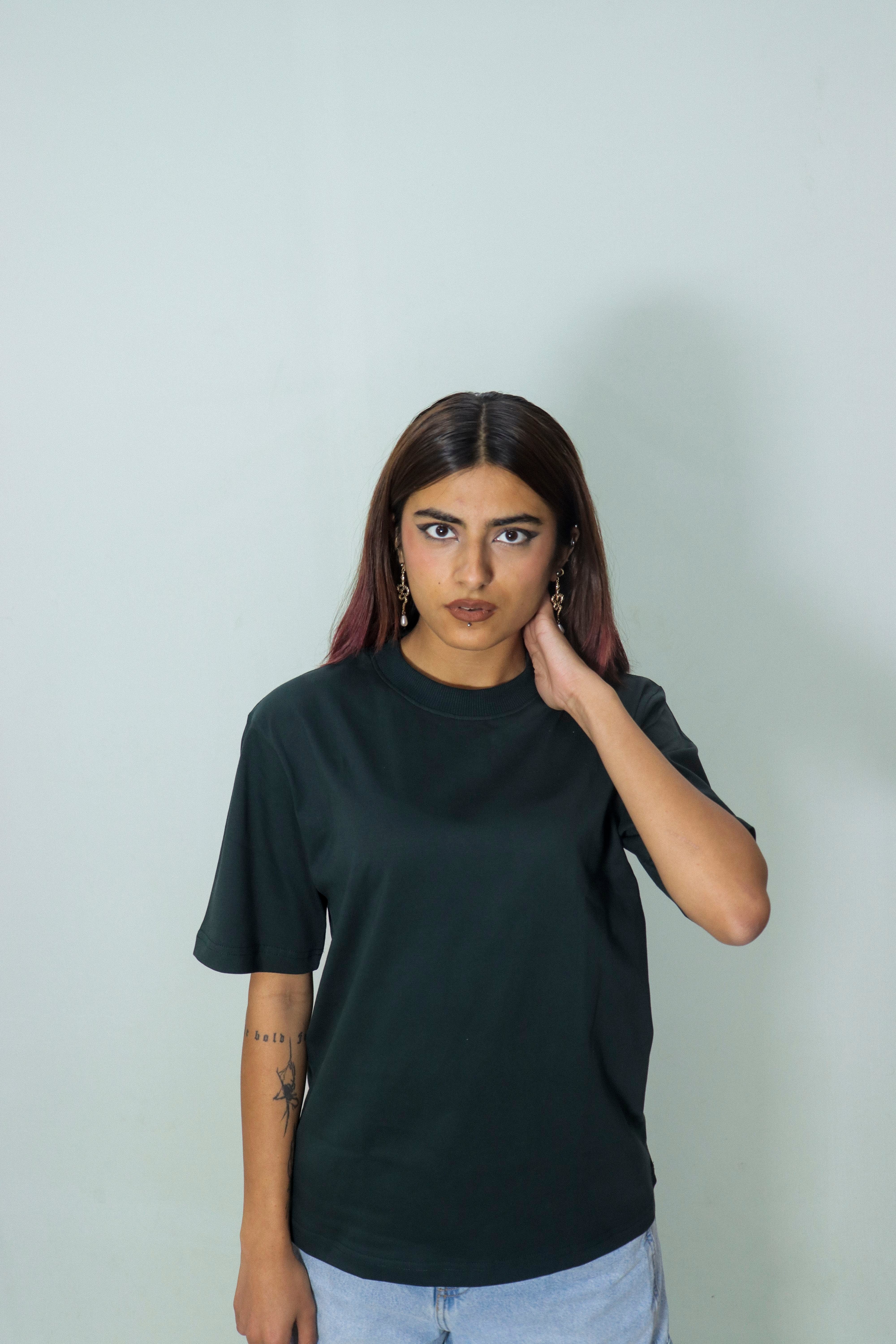 Women Oversized Solid Teal  T-Shirt | Minimalist Casual Wear