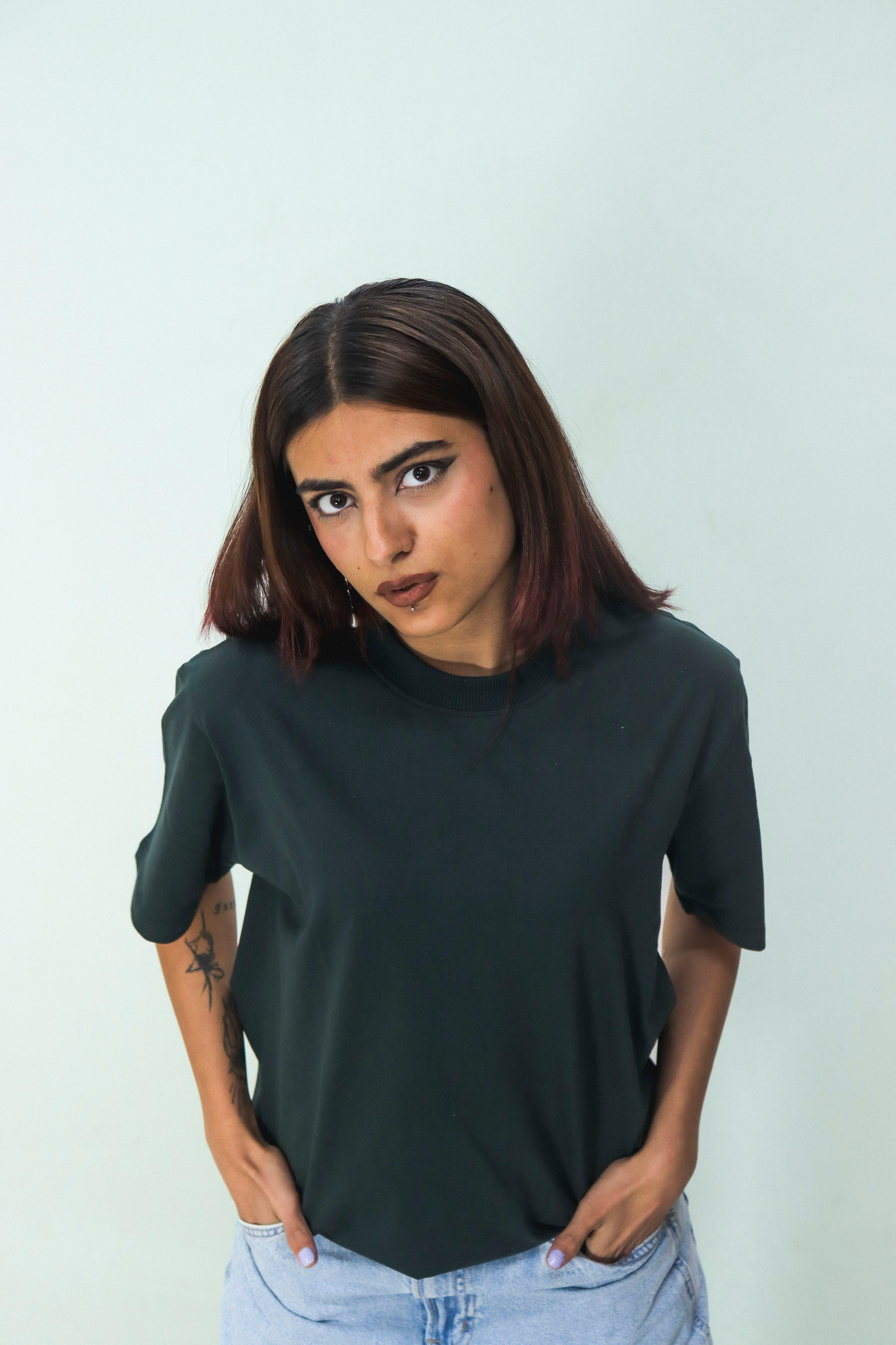 Women Oversized Solid Teal  T-Shirt | Minimalist Casual Wear