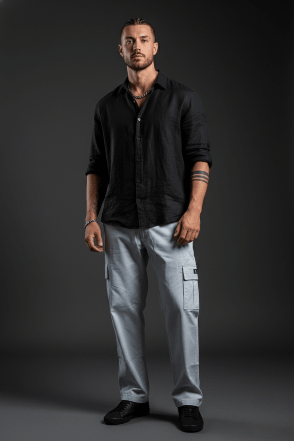 Grey Cargo For Men's Secondary image