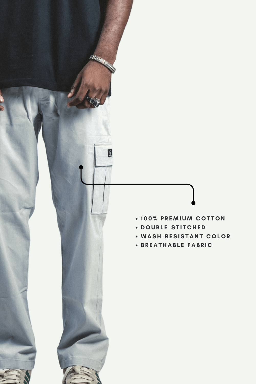 Grey Cargo For Men's | Cotton Cargo Pants | Comfortable & Durable Cargos - Echolope
