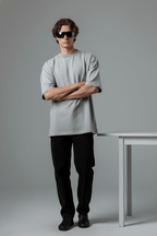 Grey Solid Oversized T-Shirt - Echolope