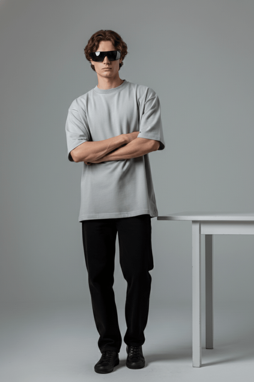 Grey Solid Oversized T-Shirt - Echolope