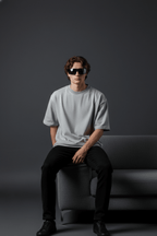 Grey Solid Oversized T-Shirt - Echolope