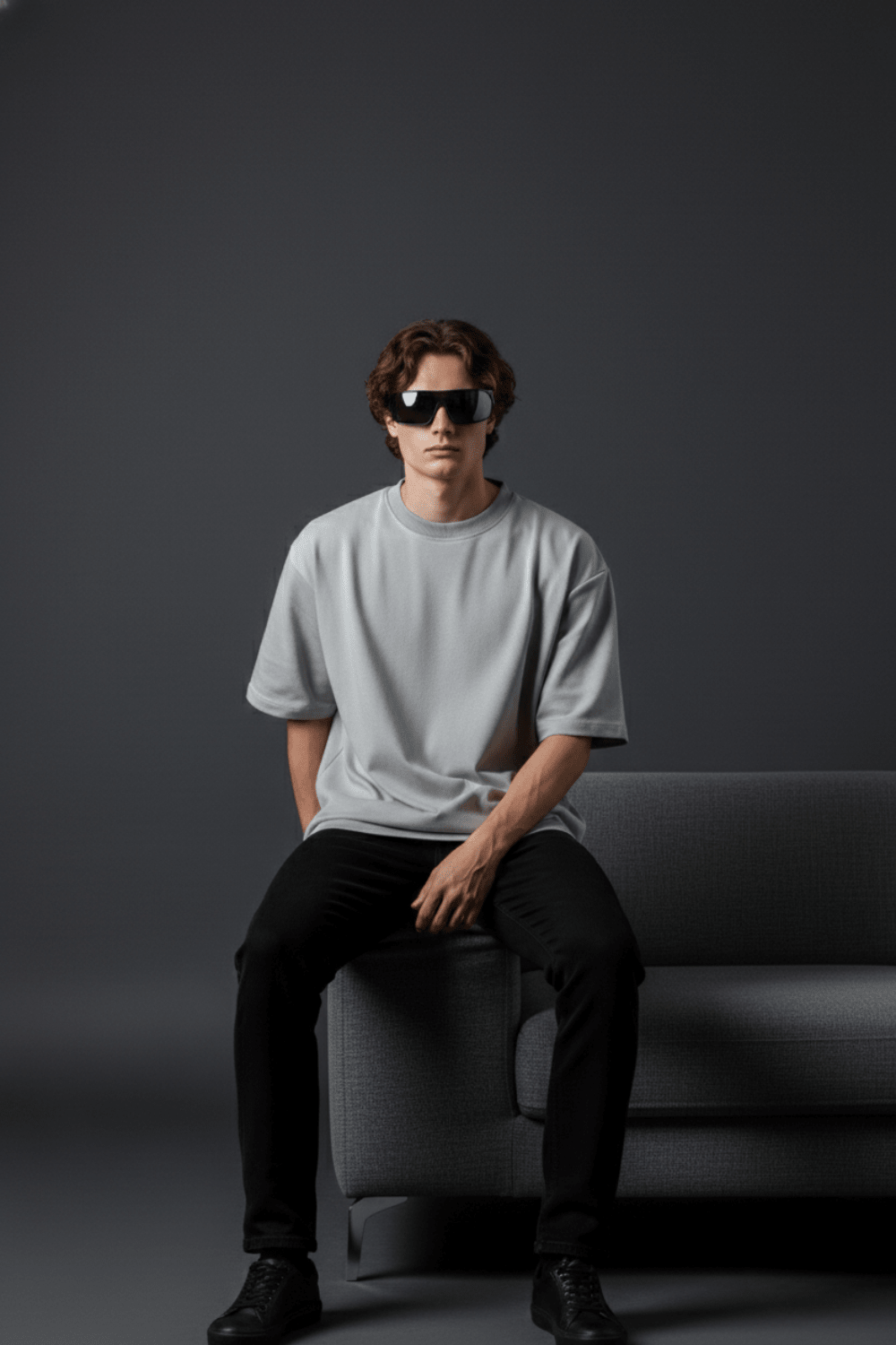 Grey Solid Oversized T-Shirt - Echolope