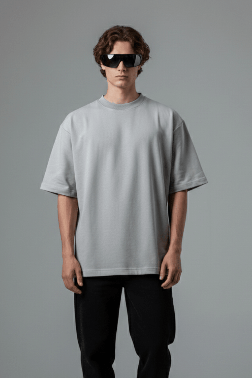 Grey Solid Oversized T-Shirt - Echolope Main image