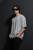 Grey Solid Oversized T-Shirt - Echolope