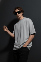 Grey Solid Oversized T-Shirt - Echolope