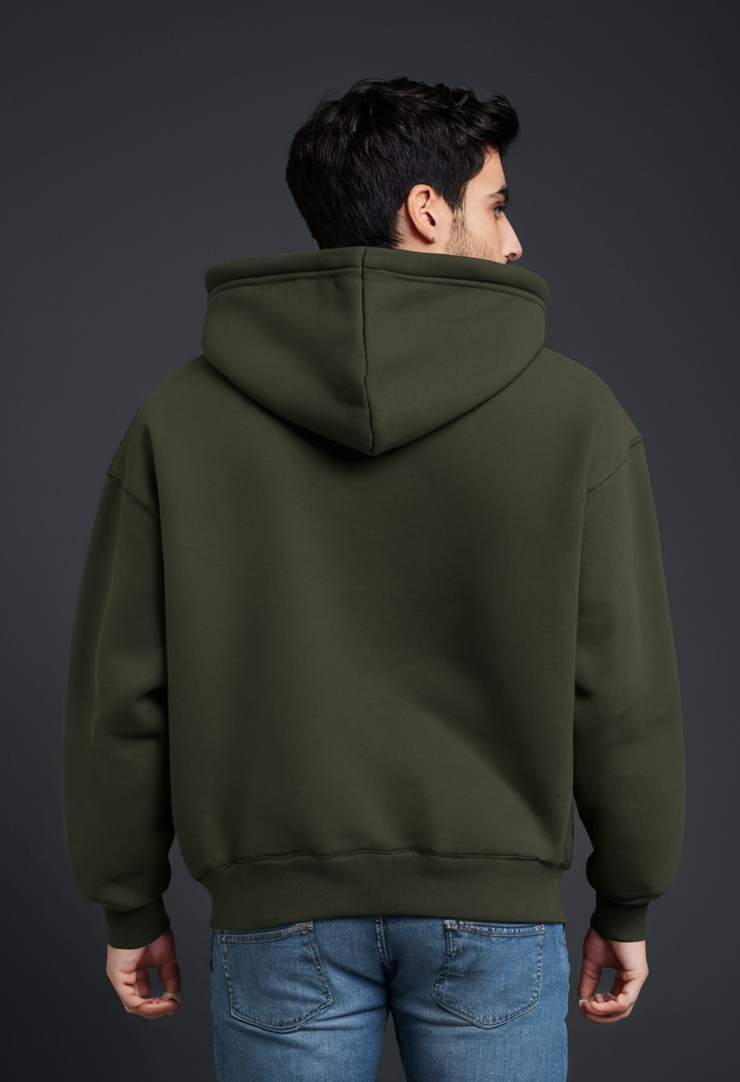 Olive green hoodie men best sale