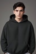 Men's Oversized Black Hoodie - Premium Fleece Pullover for Everyday Wear - Echolope