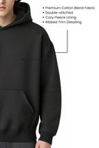 Men's Oversized Black Hoodie - Premium Fleece Pullover for Everyday Wear - Echolope