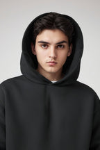 Men's Oversized Black Hoodie - Premium Fleece Pullover for Everyday Wear - Echolope