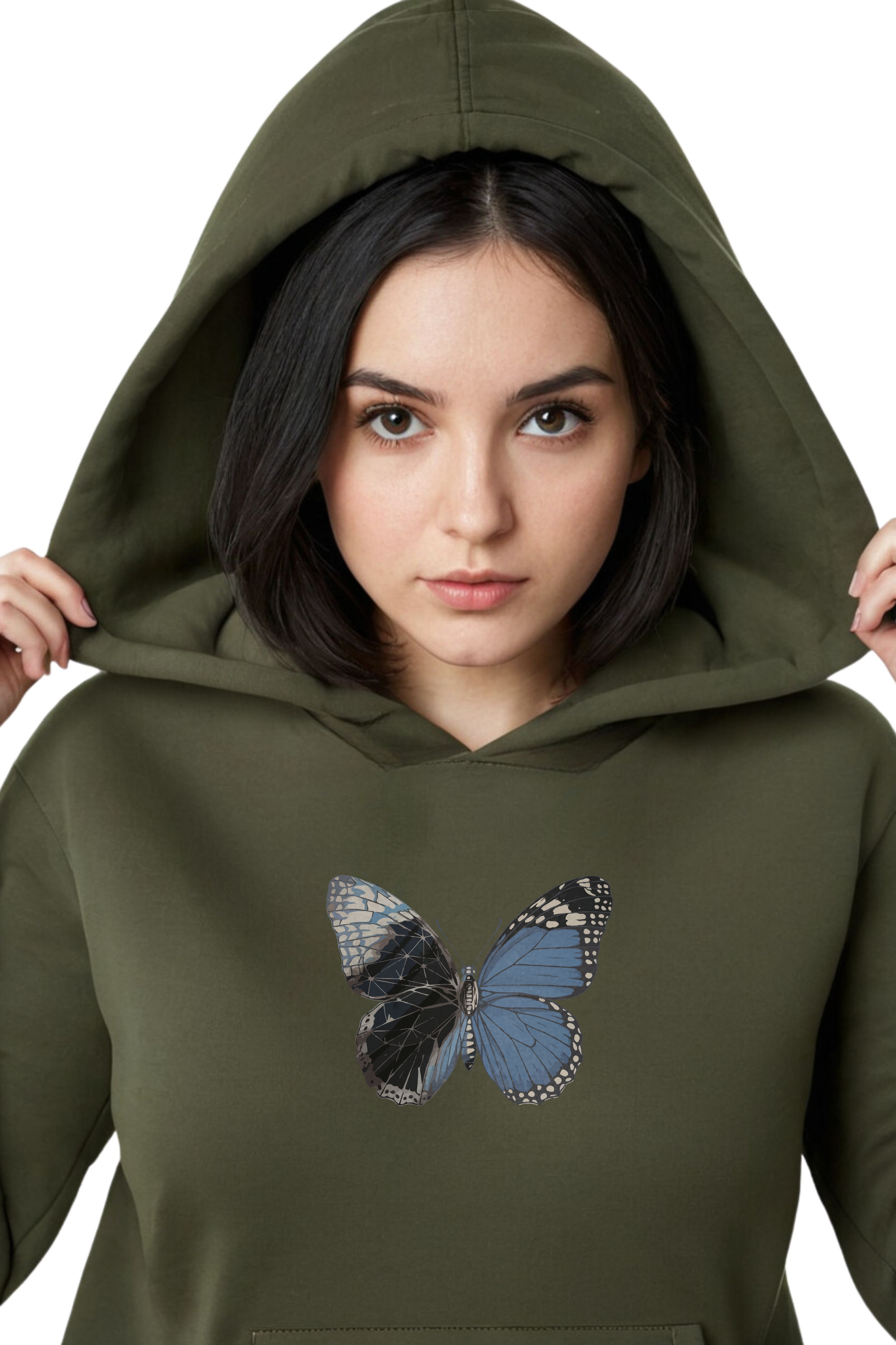 Premium printed olive green hoodie for women in india from echolope.com