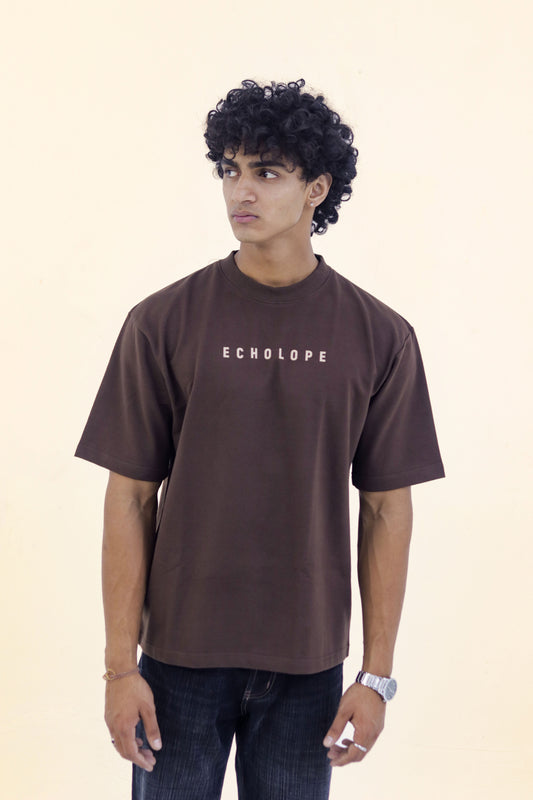 Men's Oversized Brown T-Shirt | Round Crew Neck