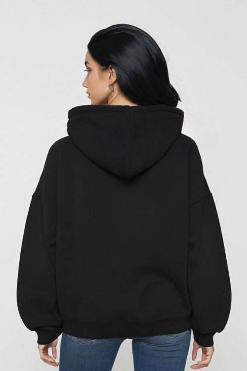 Oversize Black Hoodie Women with "Spoiled" Graphic - Echolope