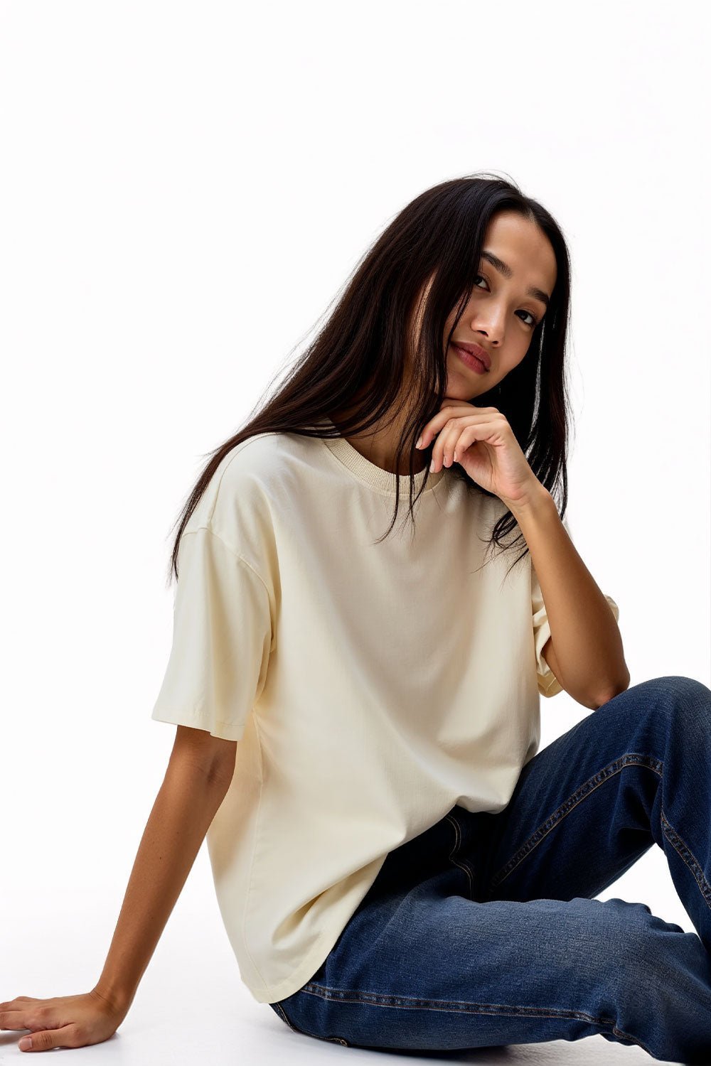 Oversized Cream Oversize T Shirt for Women - Echolope