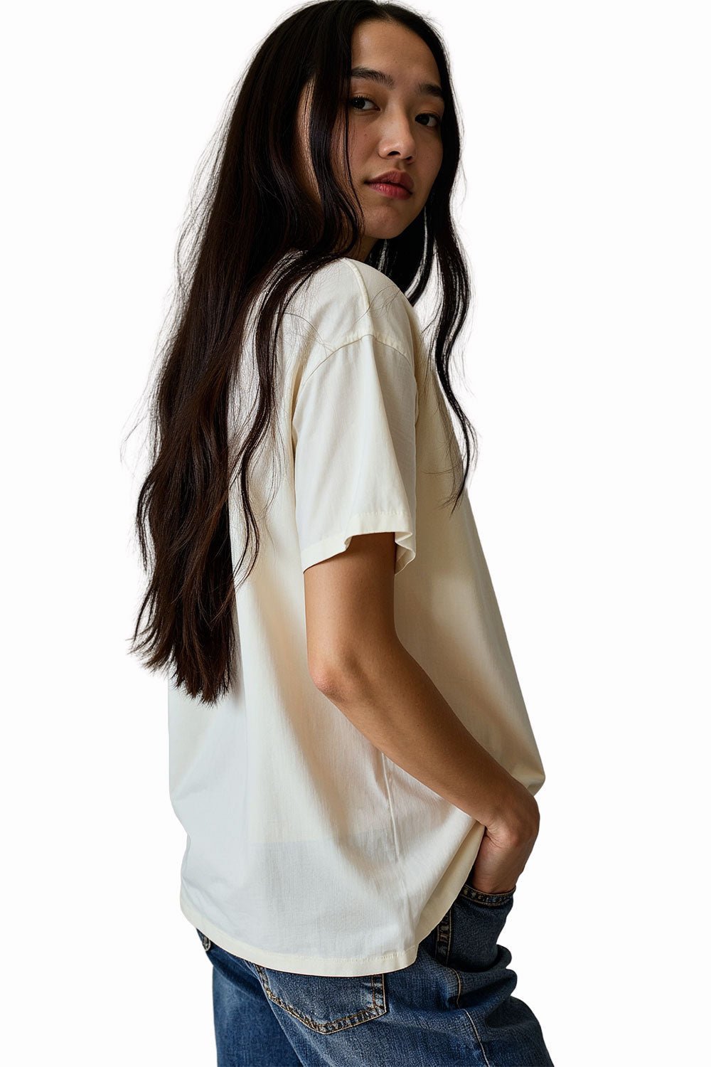 Oversized Cream Oversize T Shirt for Women - Echolope