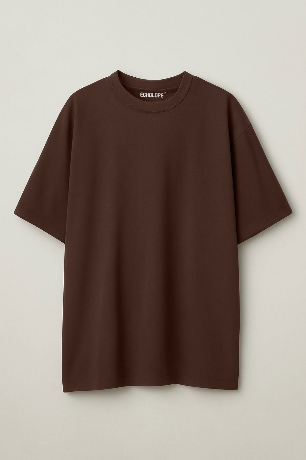 Oversized Dark Brown Solid Baggy Cotton T-Shirt for Women - Echolope
