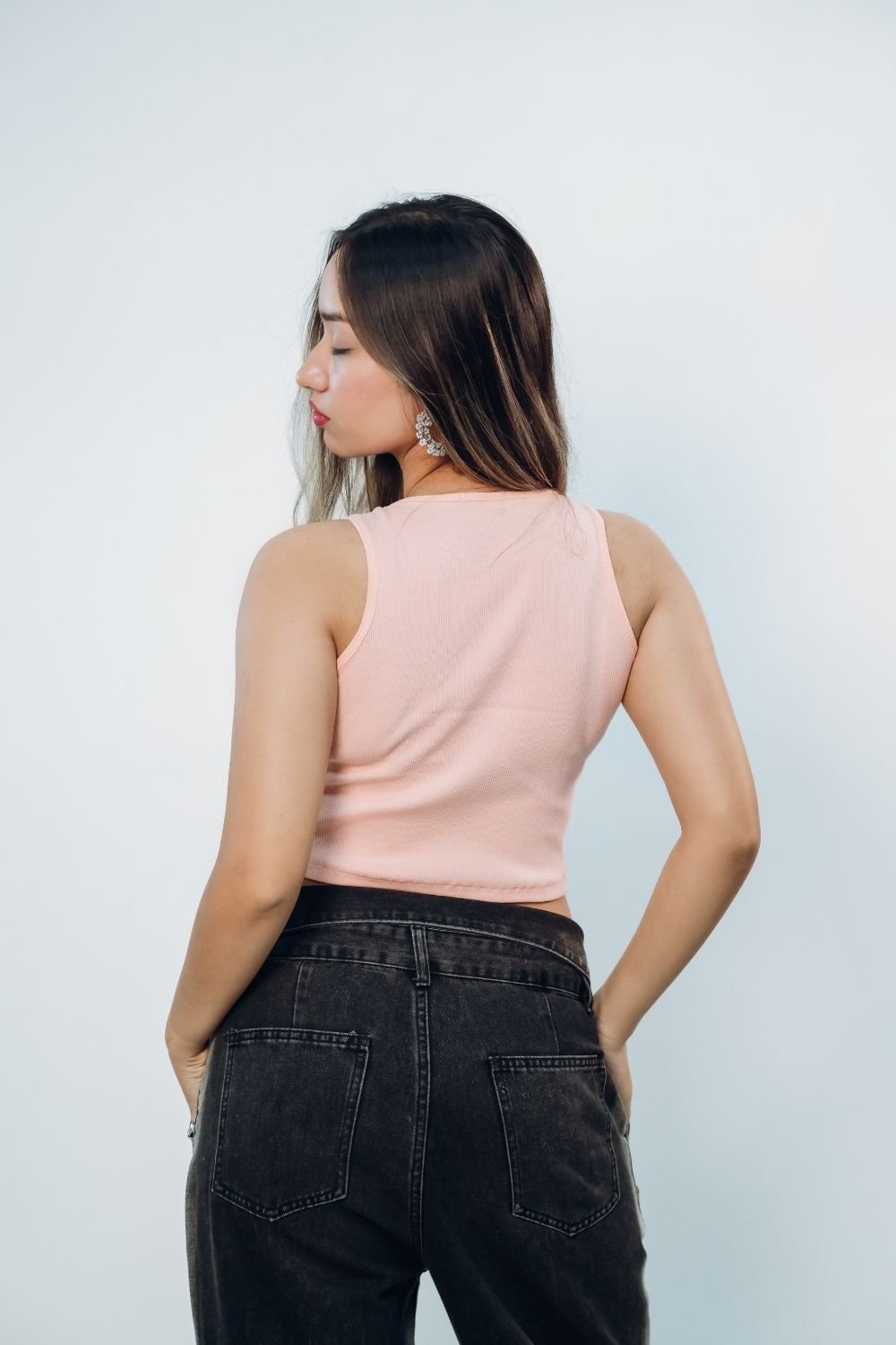 Peach Ribbed Sleeveless Tank Top for Women - Echolope