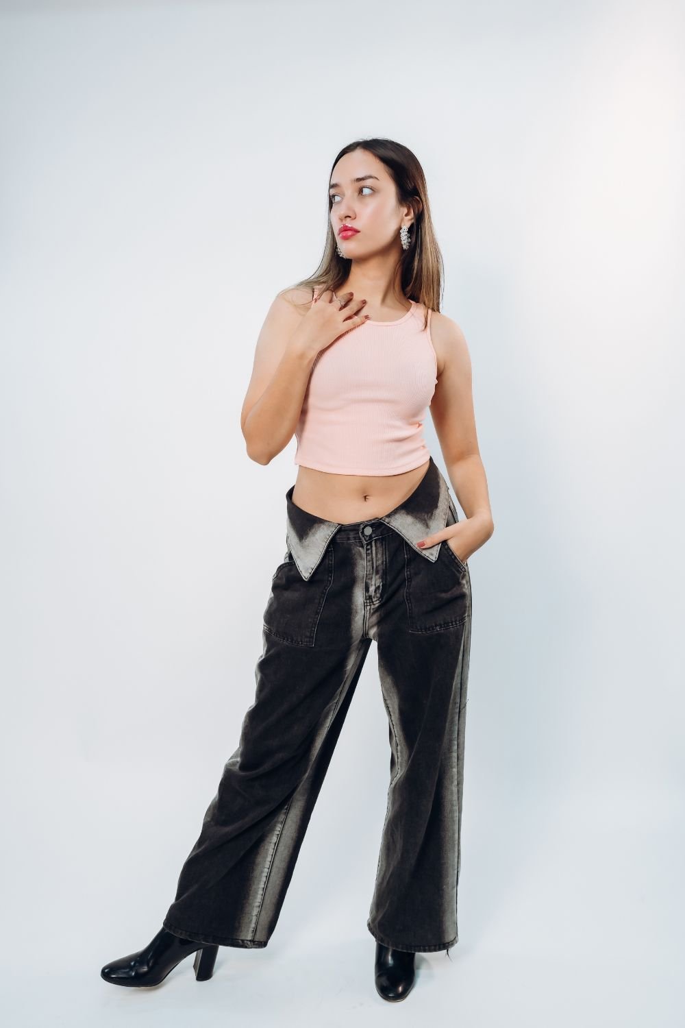 Peach Ribbed Sleeveless Tank Top for Women - Echolope