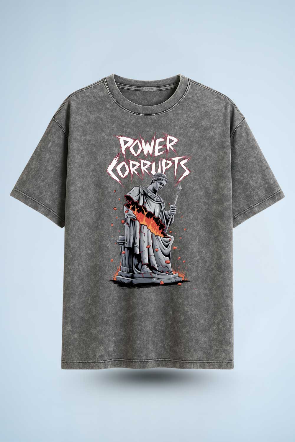 Power Corrupts Oversized Graphic T-Shirt For Men - Echolope