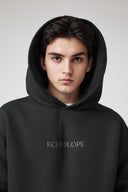 Premium Oversize Printed Hoodie Black For Men - Echolope