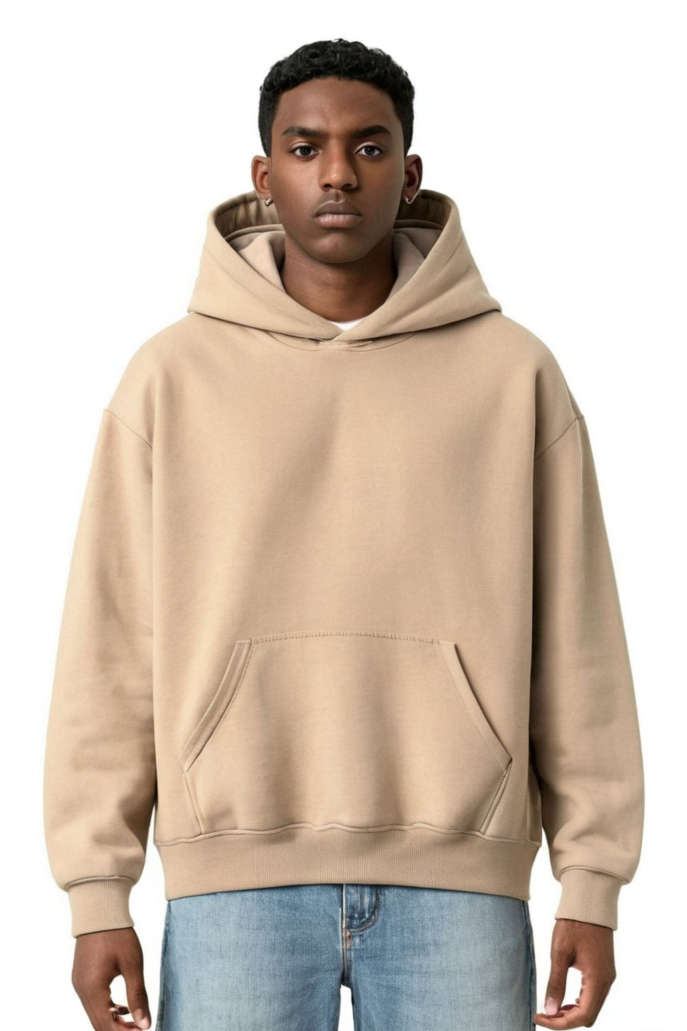 Premium Unisex Men's Oversized Beige Hoodie - Ultra - Soft Fleece for Everyday Comfort - Echolope