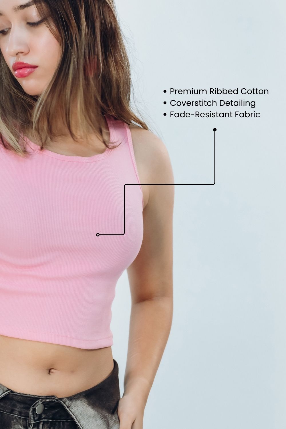 Sleeveless Ribbed Crop Top in Pink - Echolope