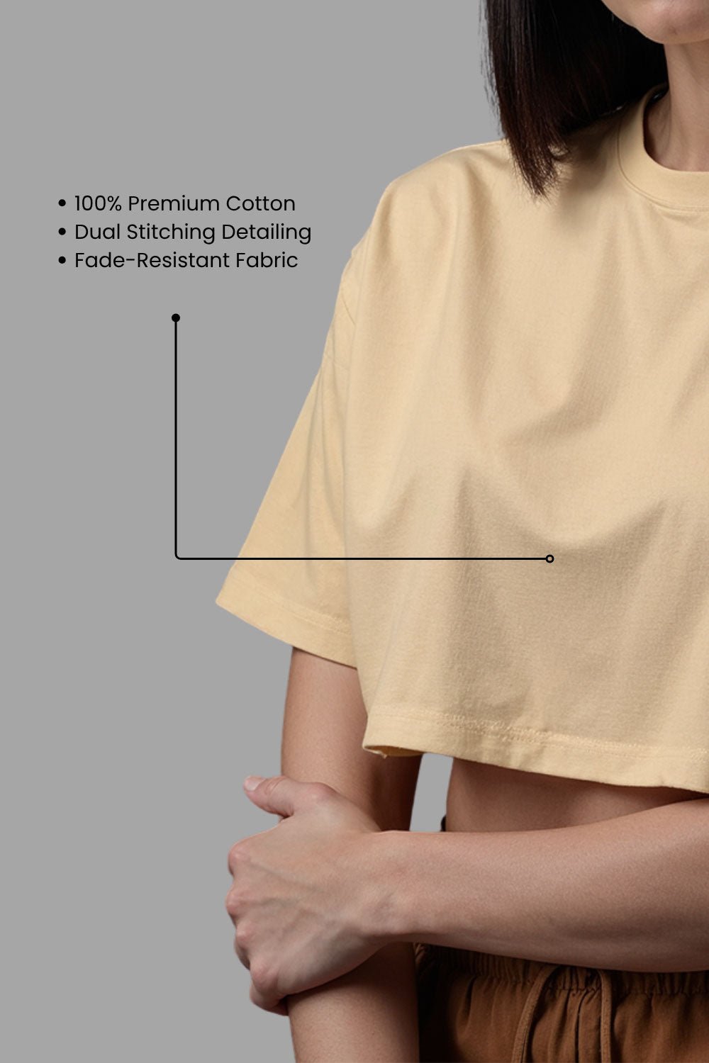 Stylish Beige Crop T-Shirt For Women - Echolope