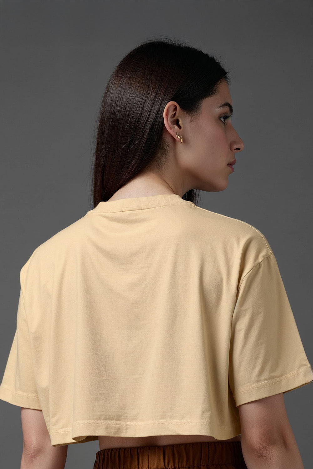 Stylish Beige Crop T-Shirt For Women - Echolope