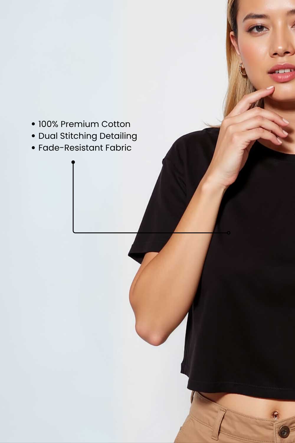 Stylish Black Crop T-Shirt For Women - Echolope