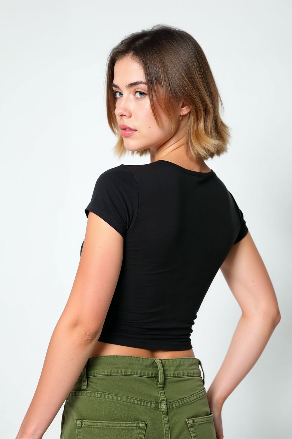 Trendy Solid Black Crop Top for Women | Baby Tees - Echolope