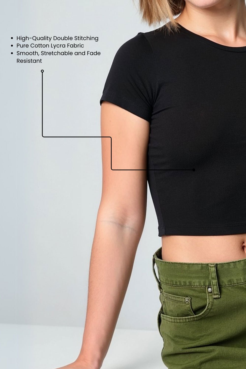 Trendy Solid Black Crop Top for Women | Baby Tees - Echolope