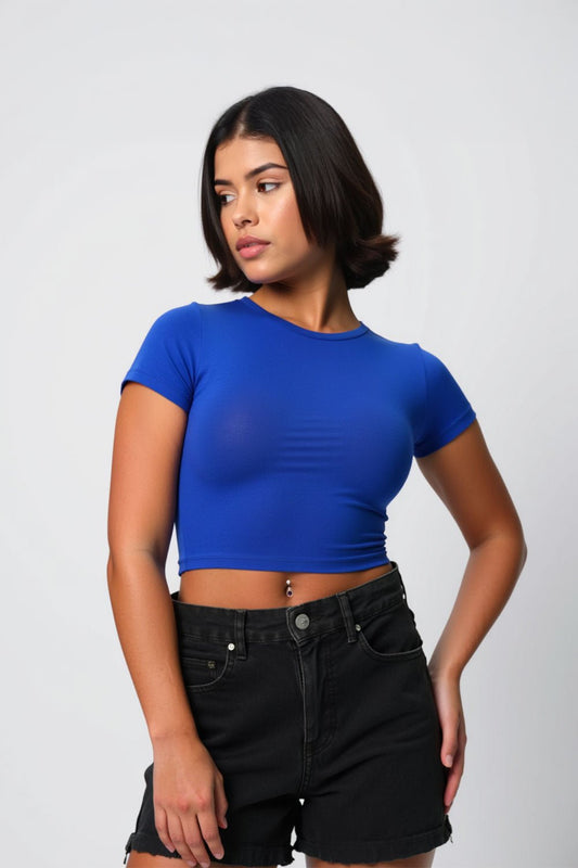 Trendy Solid Royal Blue Crop Top for Women | Baby Tees - Echolope