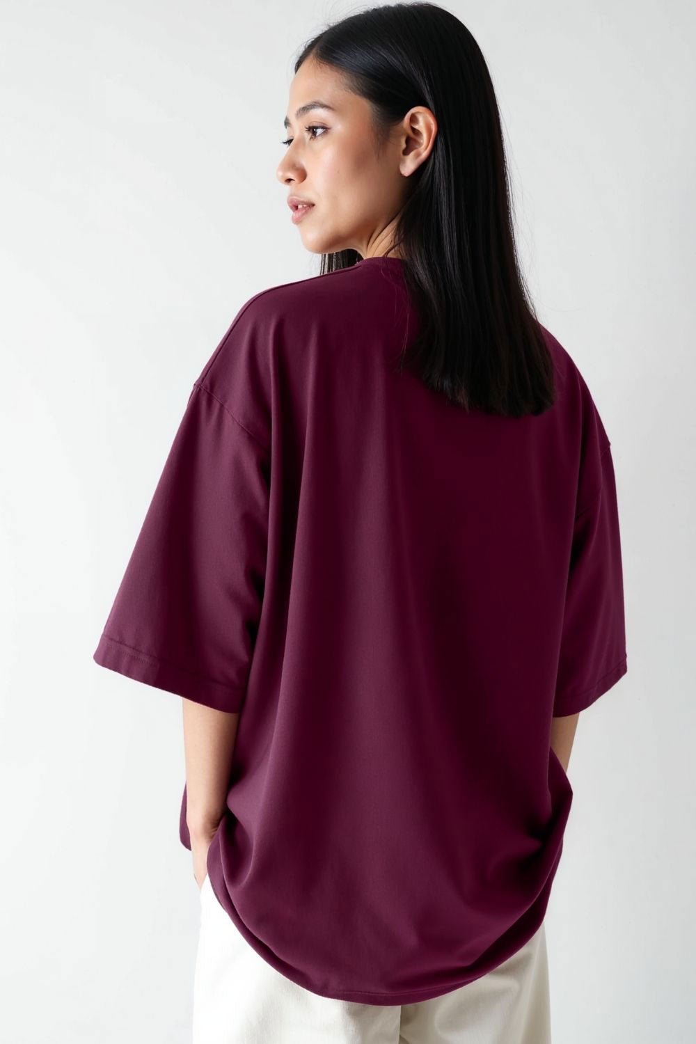 Wine Oversize T-Shirt for Women – Loose Fit Baggy T-Shirt - Echolope