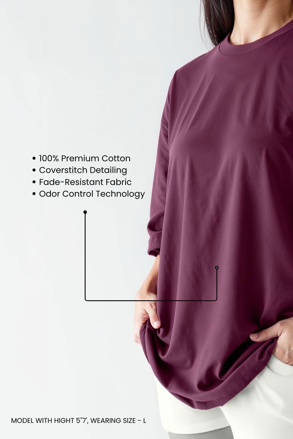 Wine Oversize T-Shirt for Women – Loose Fit Baggy T-Shirt - Echolope