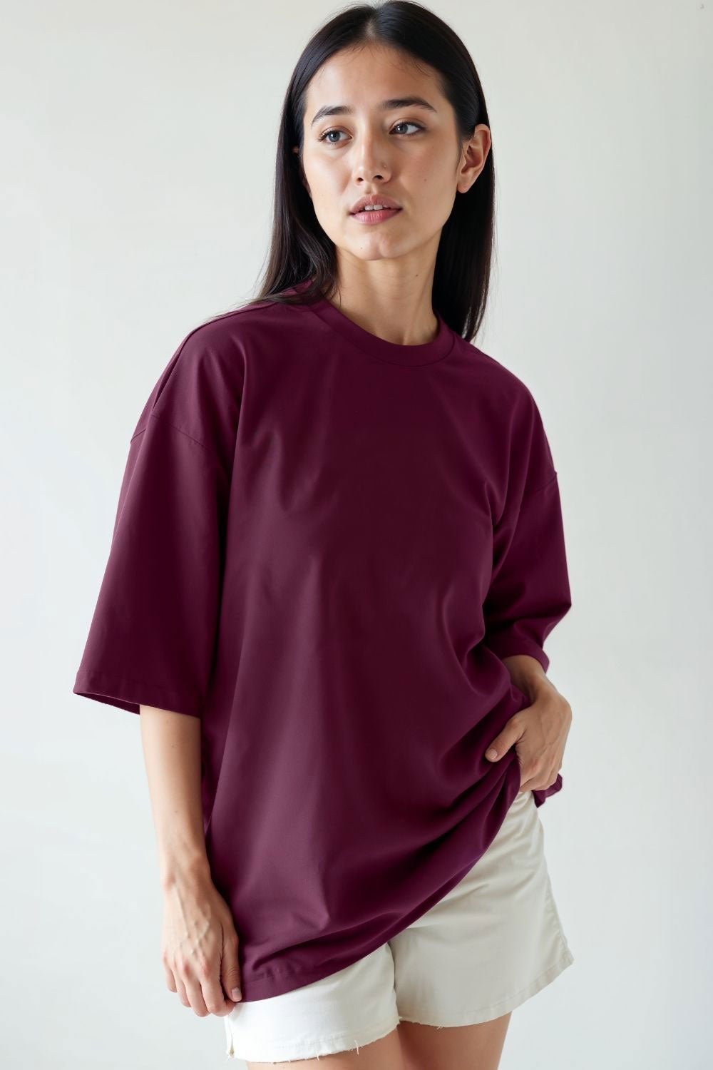 Wine Oversize T-Shirt for Women – Loose Fit Baggy T-Shirt - Echolope