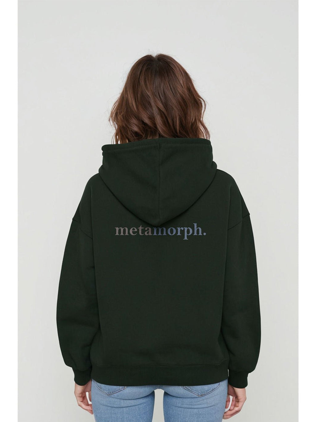 Women Printed Overize Premium Fleece Olive Green Hoodie - Echolope