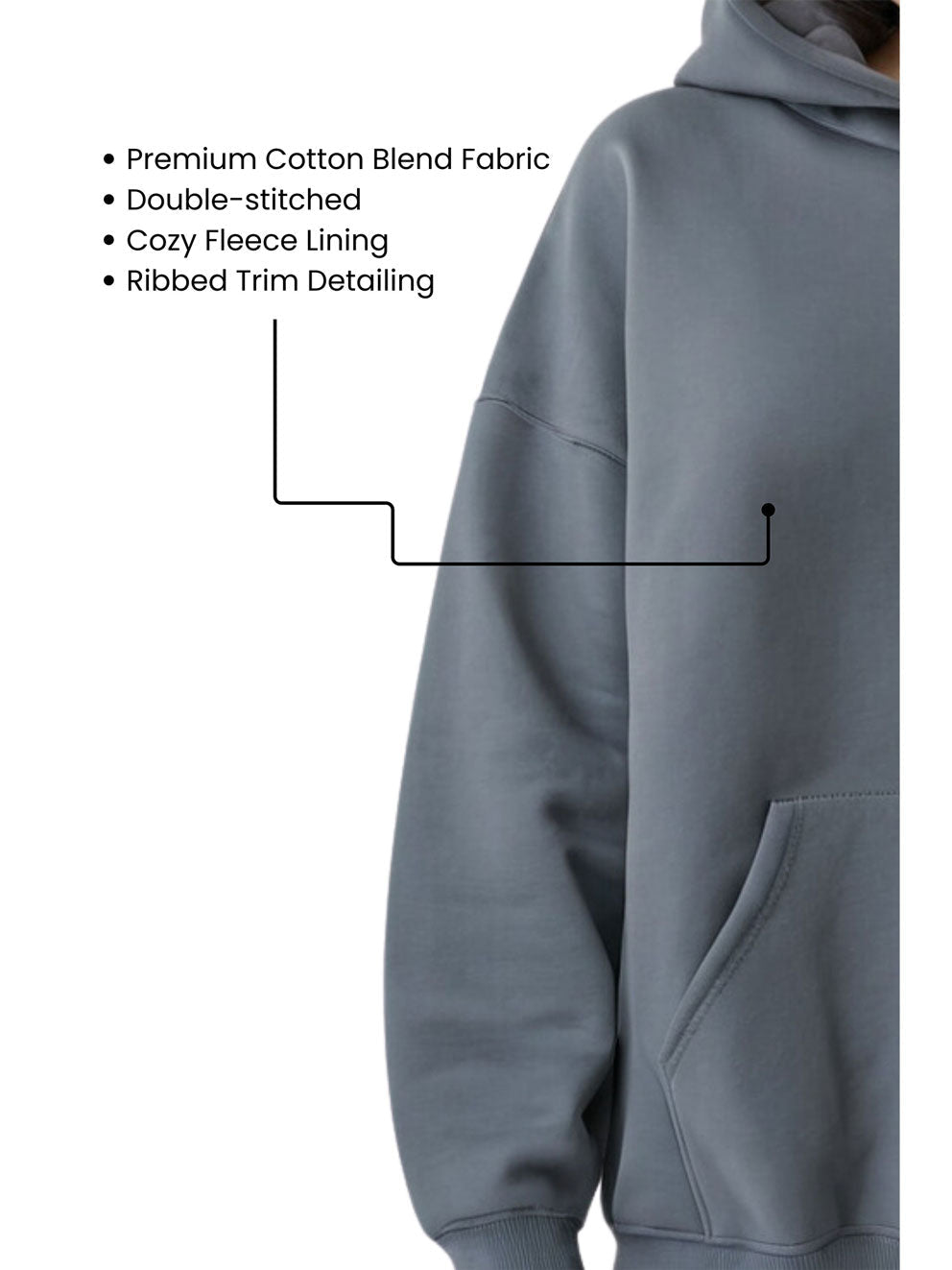 Women's Premium Dark Gray Oversize Hoodie - Echolope