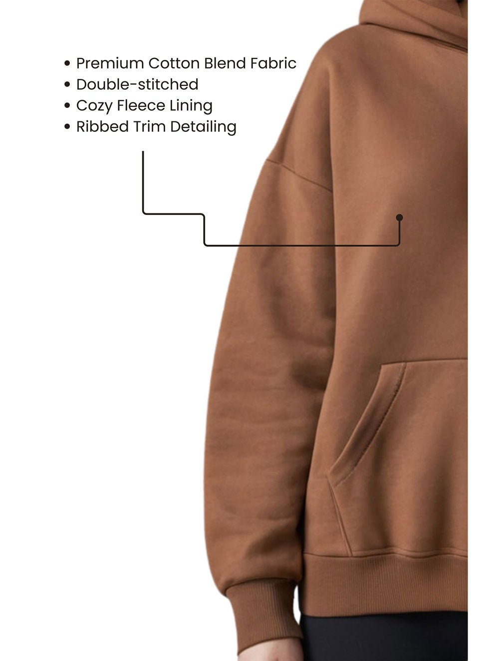 Women's Premium Oversize Dark Brown Hoodie - Echolope
