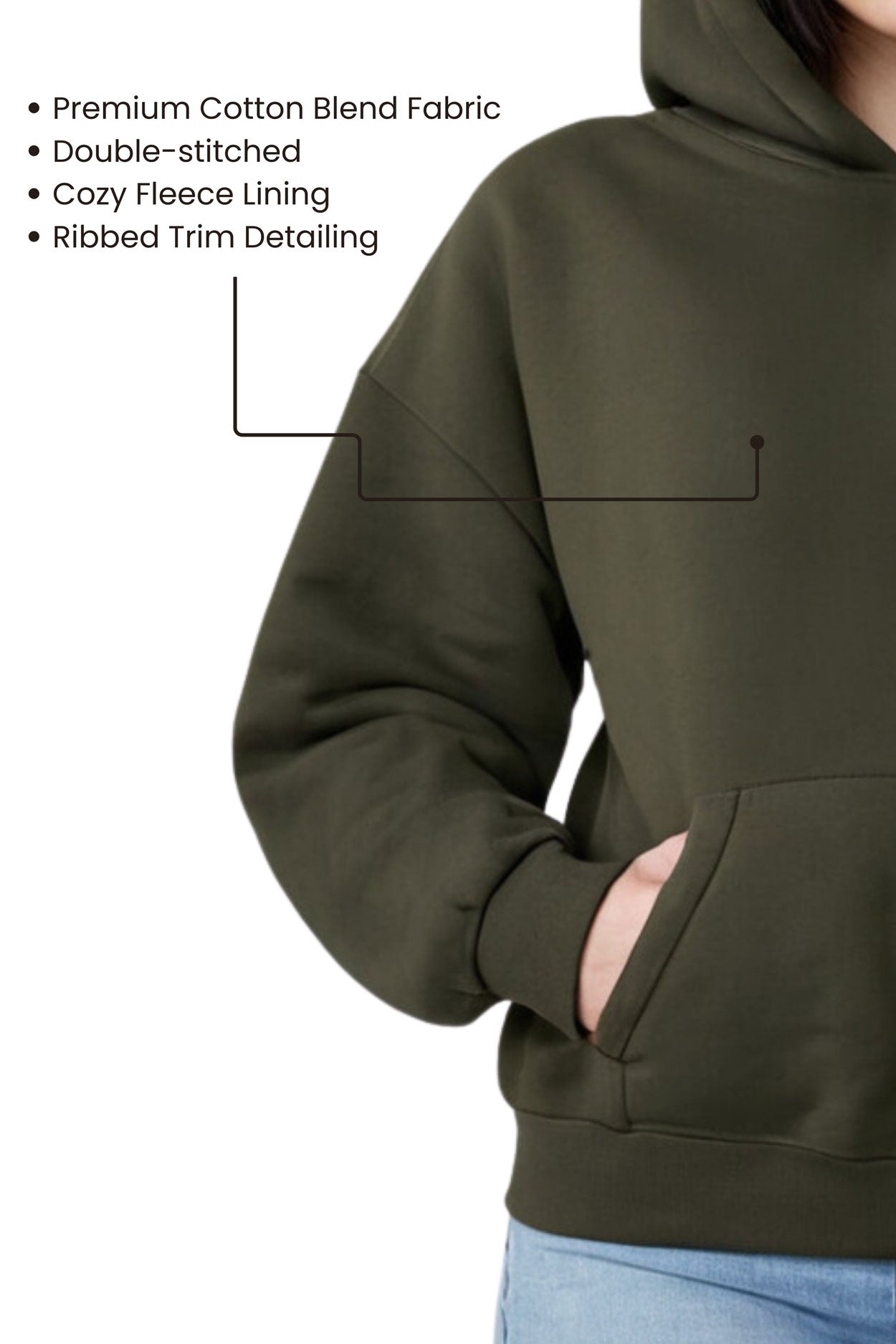 Women's Premium Oversize Olive Green Hoodie - Echolope